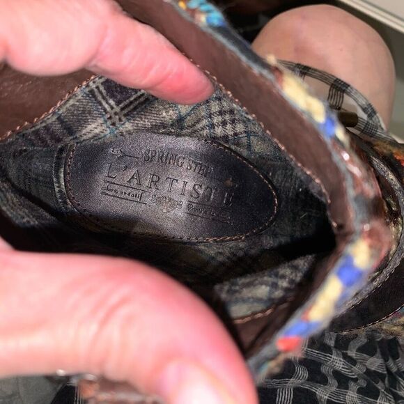 Spring Step L’Artiste Redding Ankle Boot Leather&Fabric Multi-Color Block Heel 7 - Picture 8 of 9